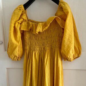 R. Vivimos Women's Dress Polka Dot Yellow Circles Midi Size 4-6